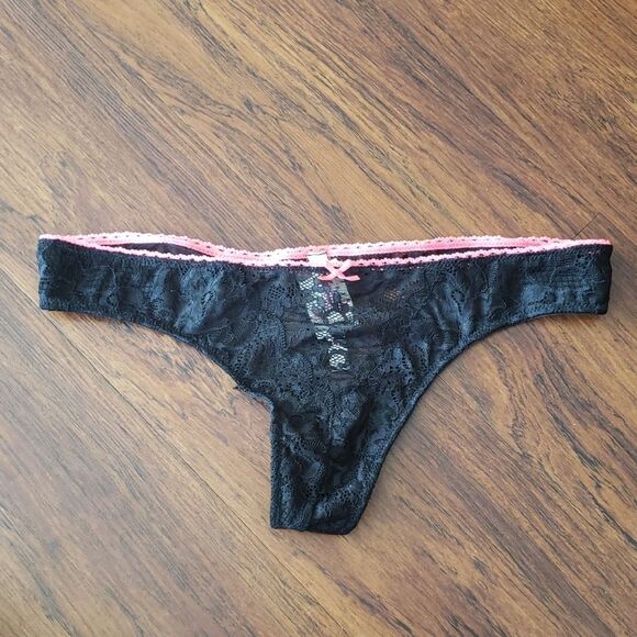 PINK Victoria's Secret Other - Victoria's Secret Black Lace Thong Size L New Whimsigoth Fairy Romantic Feminine